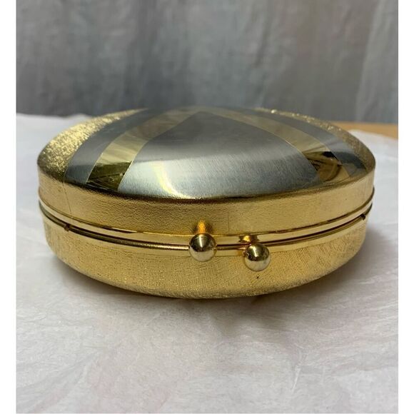 Fabrizio Verniani Vintage Gold round Metal Clutch Shoulder Purse Italy - Picture 5 of 9
